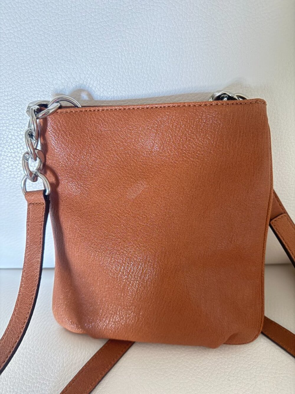 MICHAEL KORS HAMILTON SMALL MESSENGER CROSSBODY BAG LUGGAGE BROWN LEATHER W LOCK - Picture 3 of 6